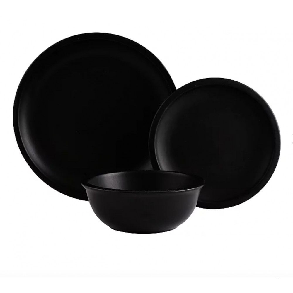 Matt Black Dinner Set 12 Piece