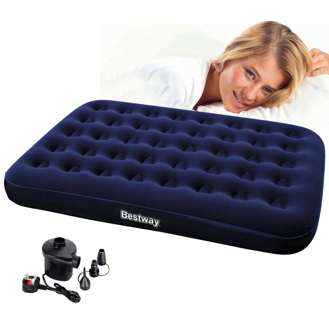 Inflatable Flocked Air Bed Mattress Electric Air Pump